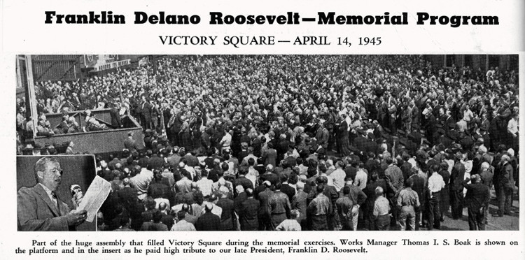 Franklin Delano Roosevelt-Memorial Program, Victory Square, April 14, 1945