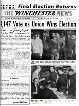 Article: The Winchester News, December 16, 1955 (Headline: 4,147 Vote as Union Wins Election )