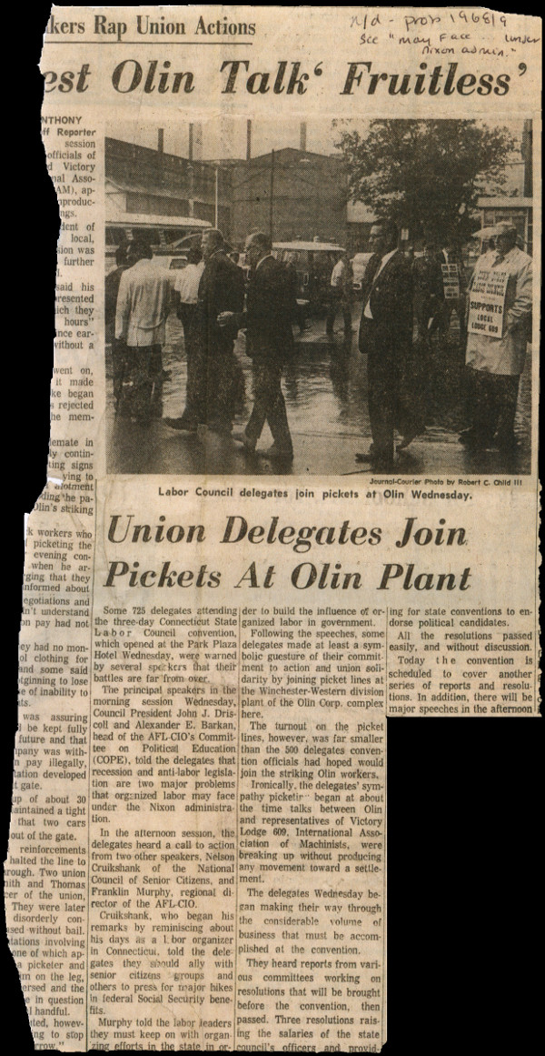 Article: Union Delegates Join Pickets at Olin Plant