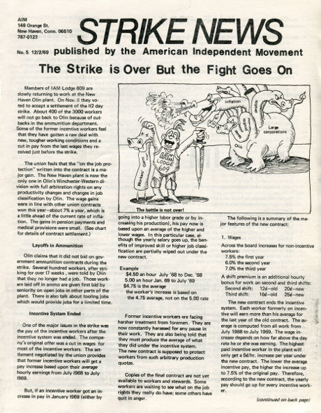 Strike News, Number 5, December 2, 1969, published by the American Independent Movement