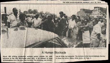 Newspaper: The New Haven Register, July 16, 1979 (A Human Blockade) photo