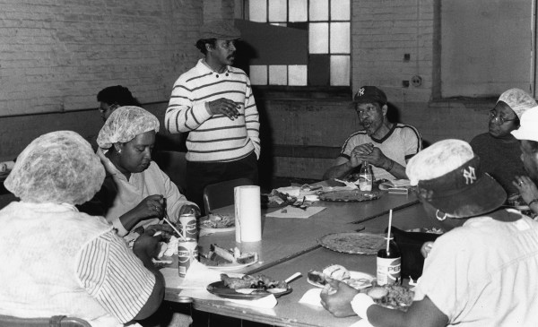 Craig Gauthier and workers in celebrating Martin Luther King Day in the Winchester lunch room