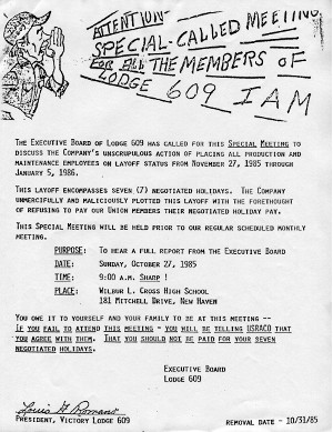 Flyer: Attention special-called meeting for all members of Lodge 609 IAM